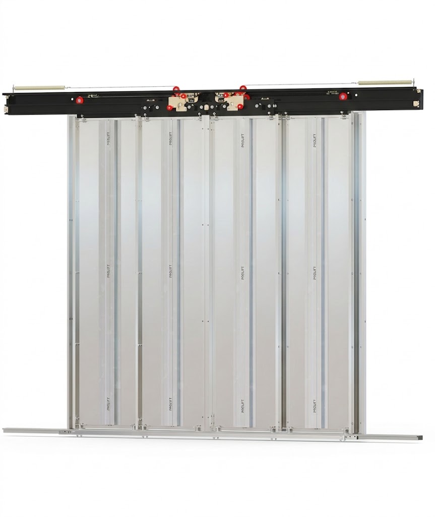 4 PANEL CENTRAL DOUBLE MOTORIZED FLOOR DOOR